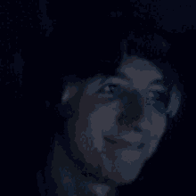 a blurry picture of a person 's face in the dark