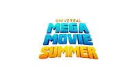 a logo for universal mega movie summer with a white background