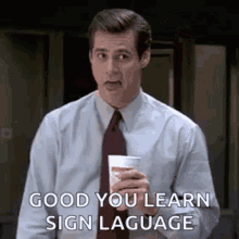 Sign Language Good You Learn Sign Language GIF - Sign Language Good You Learn Sign Language Jim Carrey GIFs