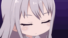 a close up of a cartoon character with gray hair