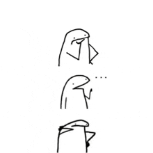 a black and white drawing of three stick figures talking to each other .