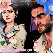 a cartoon of a man and a woman with the words gianna and nin written on the bottom