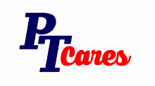 a logo for pt cares with a yellow hand holding a pink heart