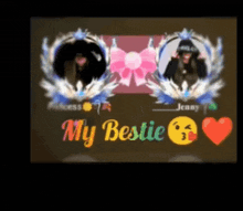 a picture of two girls with the words " my bestie " on it