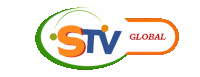 a logo for stv global with a green and orange circle around it