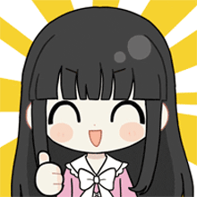 a cartoon girl is giving a thumbs up and smiling