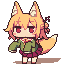 a pixel art drawing of a girl with fox ears and a fox tail .