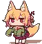 a pixel art drawing of a girl with fox ears and a fox tail .