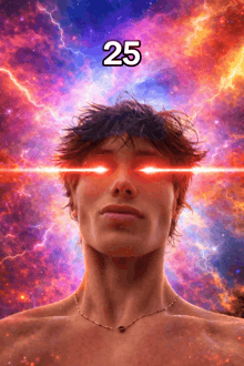 a man with the number 25 on his face