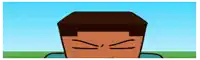 a cartoon of a man with his eyes closed and an angry look on his face .