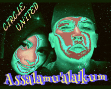 a circle united poster with a man and a woman 's faces