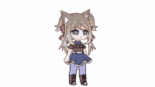 a drawing of a girl with cat ears and a blue dress