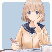 Anime Girl Pencil Moves GIF
