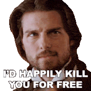 a man with long hair and a beard says " i d happily kill you for free "
