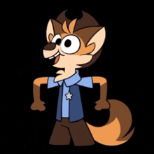 a cartoon of a fox wearing a cowboy outfit