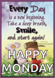 a happy monday greeting card with snoopy and charlie brown on it