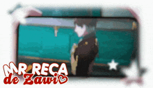 a person is holding a cell phone with a picture of a man in a suit and the words " arreca de zawi "