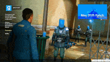 a screenshot of a game called garry 's mod shows soldiers with boxes on their heads