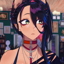 a drawing of a girl with a fish necklace