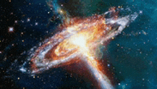 an artist 's impression of a galaxy with a black hole in the middle of it