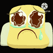 a pixel art drawing of a crying face with a tear coming out of it