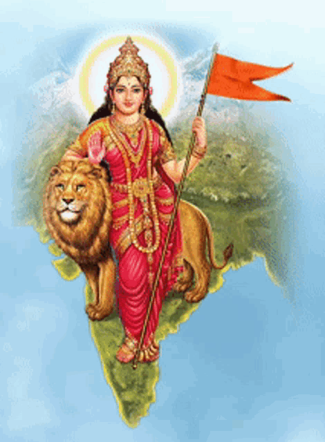English: Bharat Mata literally constitutes India, in a print from the  1920's-30's; *another print