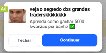 an ad for veja o segredo dos grandes traders shows a picture of a man
