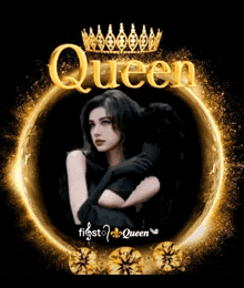 a picture of a woman with a crown and the word queen above her