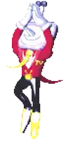 a pixel art drawing of a purple and red object with a white background .