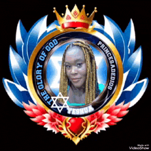 a logo for the glory of god has a picture of a woman