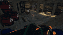 a screenshot of a video game shows barrels with the letters g and j on them