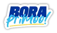 a blue and white sticker that says bora primoo on it