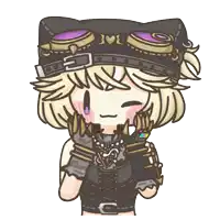 a cartoon drawing of a girl with a cat hat and goggles