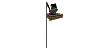 a minecraft character is sitting in a wooden box holding a fishing rod