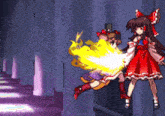 a cartoon of a girl in a red dress with a bow on her head