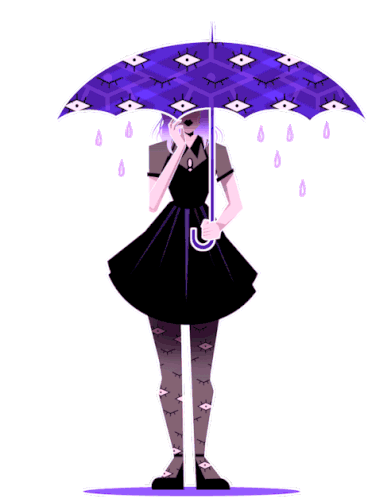 Purple Umbrella Sticker - Purple Umbrella Rain Stickers