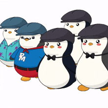 team walking penguin squad serious