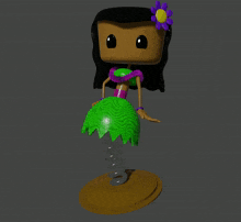 a 3d model of a cartoon girl with a green skirt