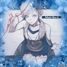 a picture of a girl with the name math nerd on the bottom