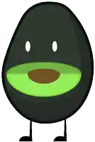 a cartoon drawing of an avocado with a face on it