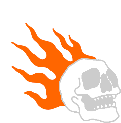 Skull Burning Sticker - Skull Burning Burnt Stickers
