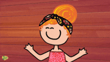 a cartoon of a girl wearing a headband with a smiley face