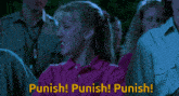 a group of young boys are sitting in a row with the words punish punish punish