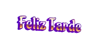 the word feliz tarde is written in purple on a white background