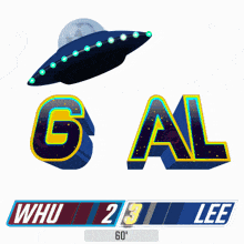 a cartoon illustration of a flying saucer with the words whu 23 lee below it