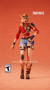 a girl in a cowboy hat and shorts is featured in a fortnite ad