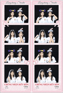 a longcheng studio photo booth shows a bride and groom posing for a picture
