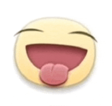 a laughing emoji with its tongue sticking out on a white background .