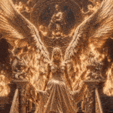 a painting of a woman with angel wings sitting in front of a mirror