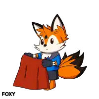 a cartoon drawing of a fox with the word foxy on the bottom